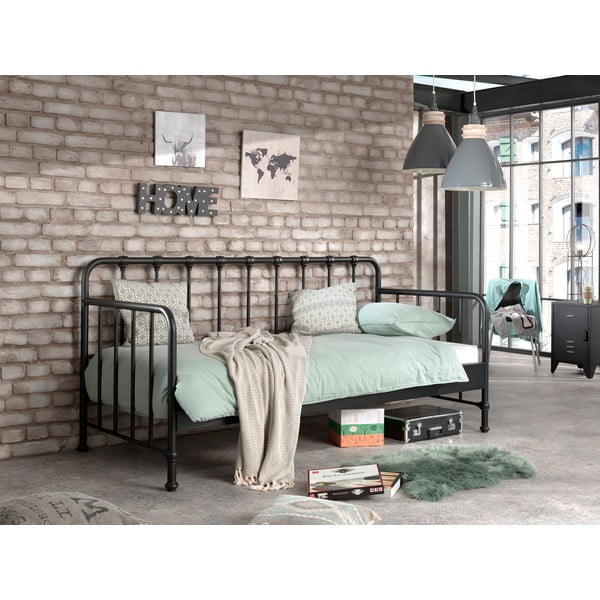 Pat pentru copii  gri din metal 90x200 cm BRONXX – Vipack-image-1