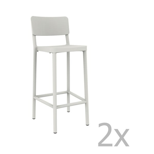 Set 2 scaune bar adecvate pentru exterior Resol Lisboa, înălțime 102,2 cm, alb