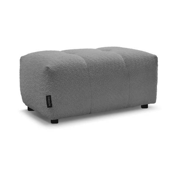 Taburet gri cu tapițerie din țesătură bouclé Roxelane – Bobochic Paris-image-3