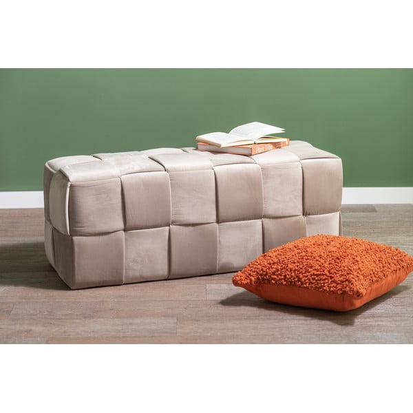 Taburet gri cu tapițerie din catifea Weaved – Leitmotiv-image-1