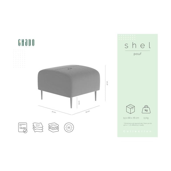 Taburet cu tapițerie din catifea Ghado Shel, gri închis-image-3