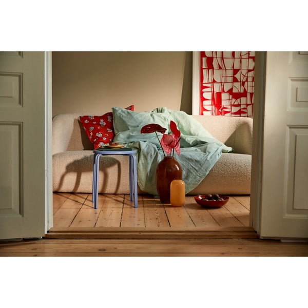 Lenjerie de pat albă/verde din bumbac organic pentru pat dublu/extinsă 200x220 cm Monochrome Lines – JUNA-image-4