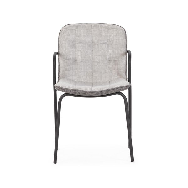 Scaun de dining gri deschis cu cotiere tapițat Angie – Marckeric-image-2