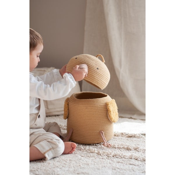 Coș de jucării pentru copii galben din material textil ø 25x30 cm Charlie the Chicken – Lorena Canals-image-4