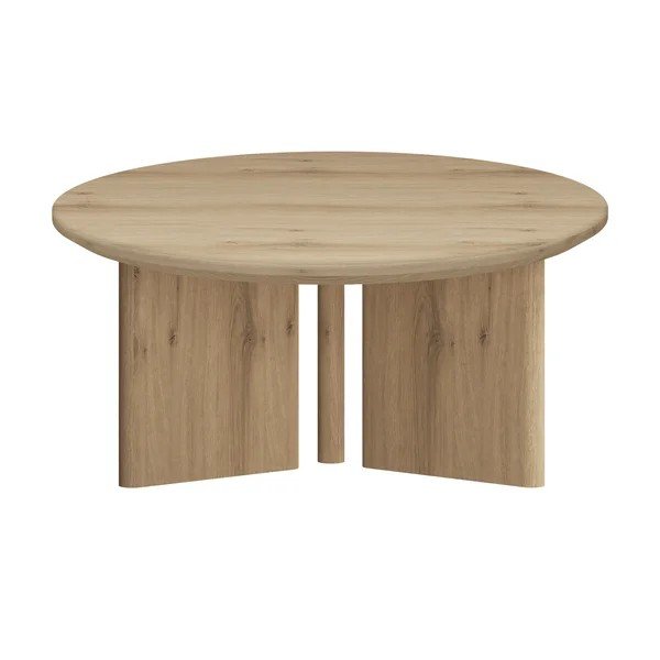 Măsuță de cafea în culoare naturală rotundă cu blat cu aspect de lemn de stejar ø 80 cm Chatham – Støraa-image-4