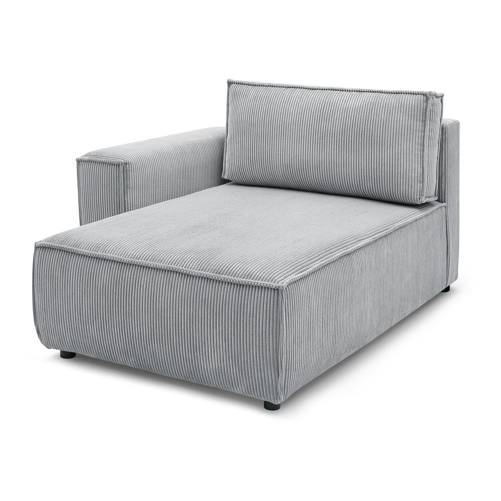 Modul pentru canapea gri deschis cu tapițerie din catifea reiată (cu colț pe partea stângă ) Nihad modular – Bobochic Paris