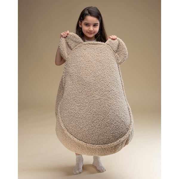 Fotoliu puf pentru copii maro deschis cu tapițerie din țesătură bouclé Bear – Wigiwama-image-4