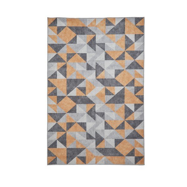 Covor galben ocru-gri lavabil 61x120 cm Coral Yellow&Grey – Think Rugs