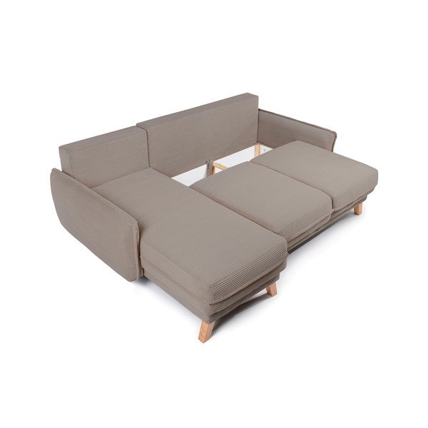 Colțar taupe extensibil/cu spațiu de depozitare cu tapițerie din catifea reiată Tori – Bonami Selection-image-4