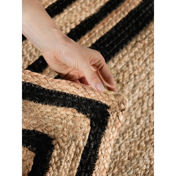 Covor tip traversă negru/în culoare naturală țesut manual din iută 70x200 cm Jutta – Hanse Home-image-3