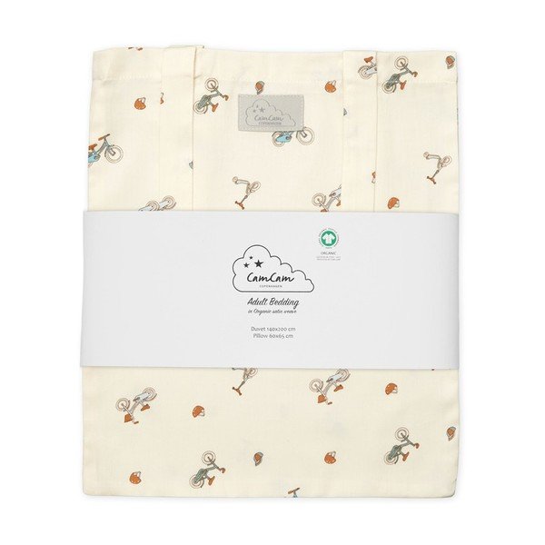 Lenjerie de pat pentru copii galben-deschis din bumbac organic pentru pat de o persoană 140x200 cm Bicycles – Cam Cam Copenhagen-image-2