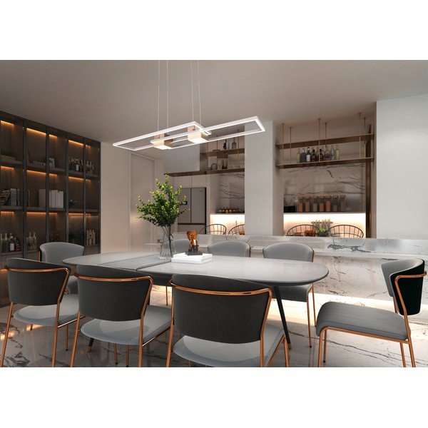 Lustră albă/în culoarea bronz LED cu control prin telecomandă/cu intensitate reglabilă Albany – Trio-image-1