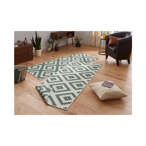 Covor reversibil adecvat pentru interior și exterior verde-crem  80 x 345 cm Malta - NORTHRUGS-image-3