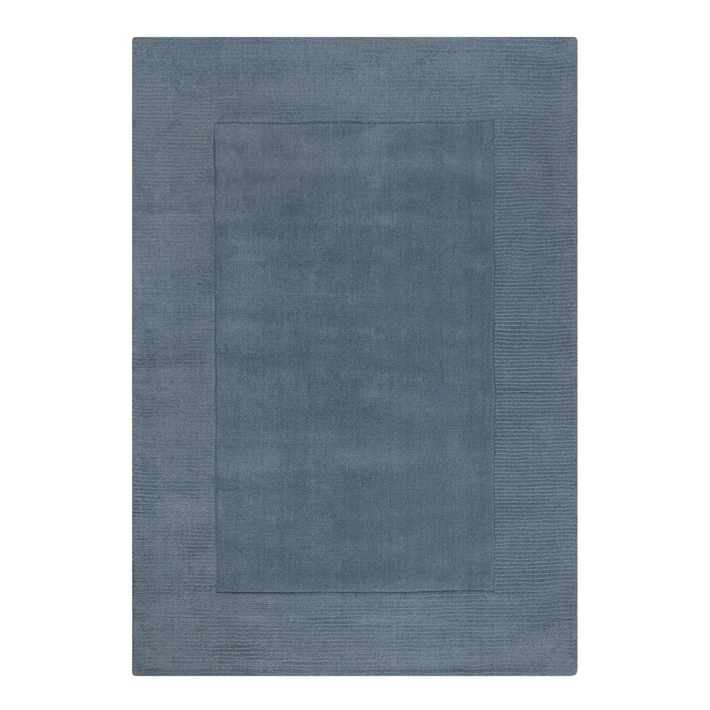 Covor albastru închis țesut manual din lână 120x170 cm Textured Wool Border – Flair Rugs