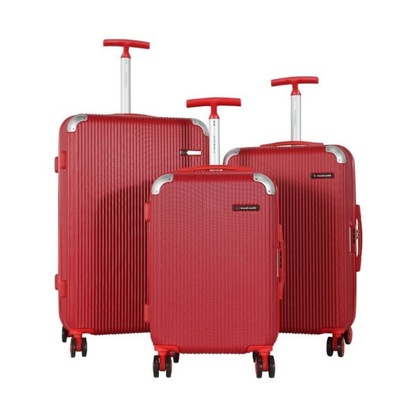 Set 3 valize cu roți Travel World Ebby, roșu