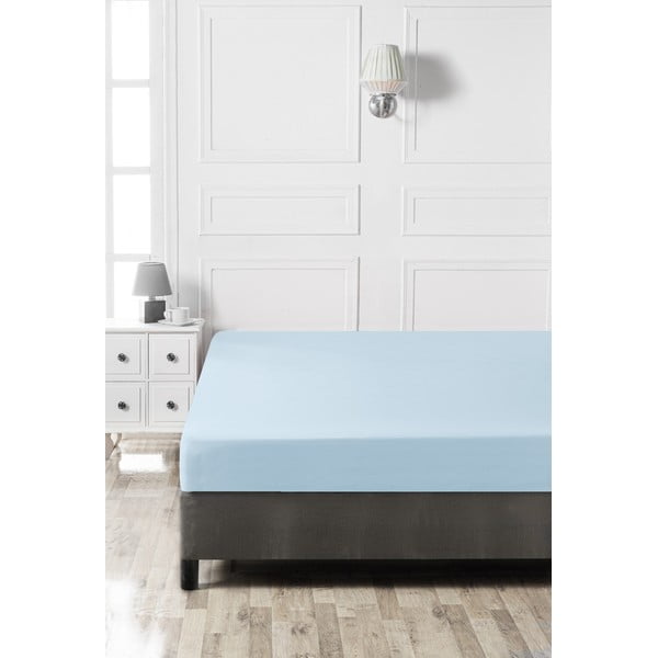 Cearceaf albastru deschis din bumbac cu elastic 140x200 cm – Mijolnir-image-2