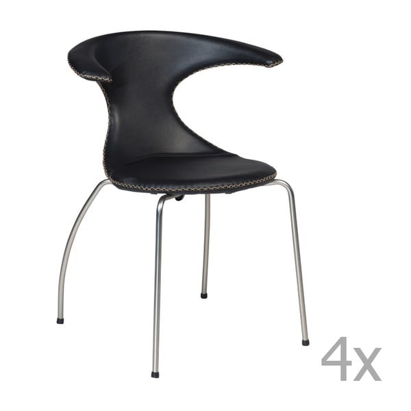 Set 4 scaune cu bază metalică mată DAN-FORM Flair, negru