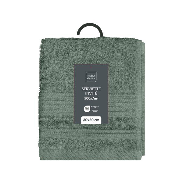 Prosop verde salvie din bumbac din frotir 30x50 cm Tendresse – douceur d'intérieur-image-4