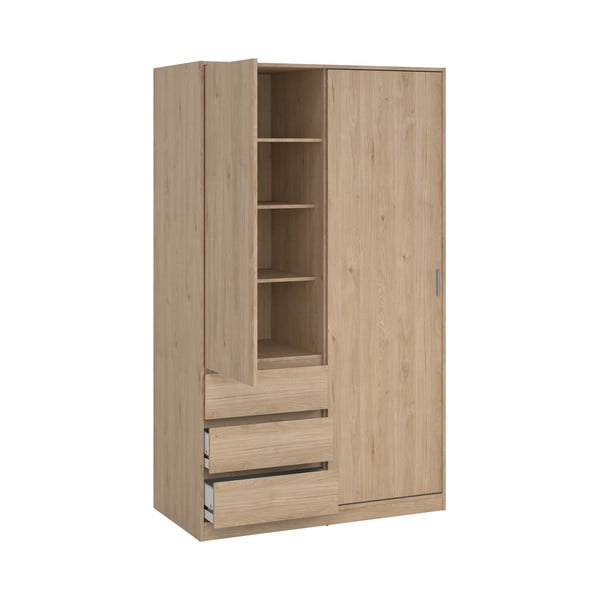 Șifonier în culoare naturală cu aspect de lemn de stejar cu ușă glisantă 119x200x60 cm Naia – Tvilum-image-3