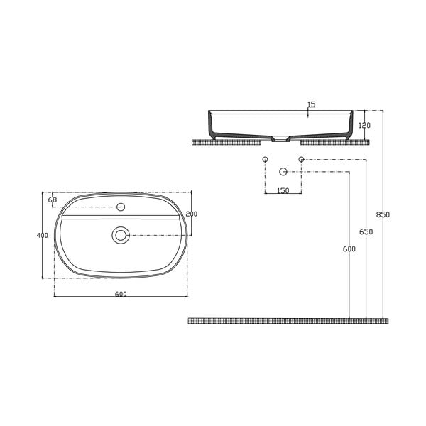 Chiuvetă albă din ceramică 60x40 cm Infinity Oval – Sapho-image-3
