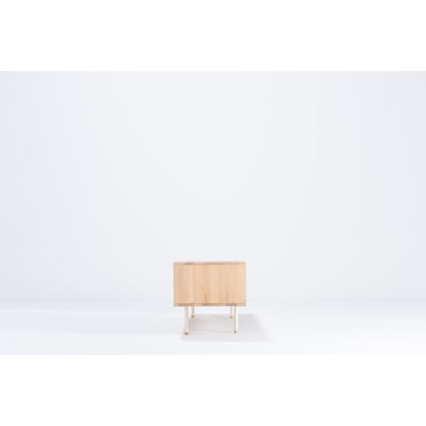 Comodă TV albă/în culoare naturală din lemn de stejar 200x48 cm Fina – Gazzda-image-4