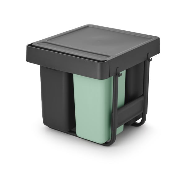 Coș de gunoi verde mentă/gri închis de reciclat/ încorporat din plastic 40 l Sort&Go – Brabantia-image-3
