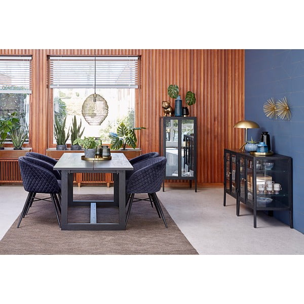 Vitrină Canett Nino, înălțime 131 cm, negru-image-1