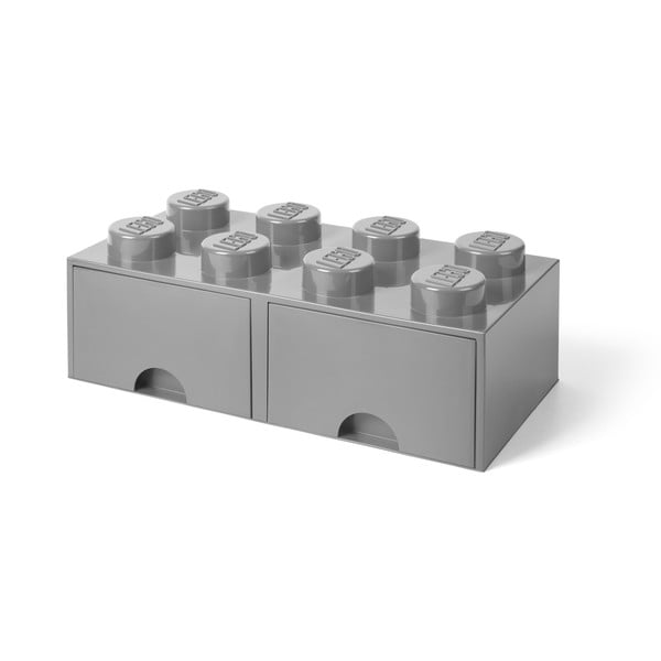 Cutie depozitare cu 2 sertare LEGO®, gri-image-1