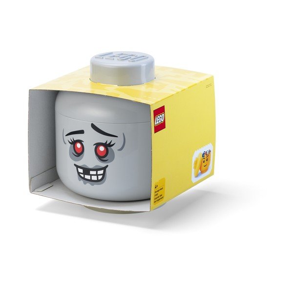 Cutie de depozitare pentru copii  gri din plastic ø 24x27 cm Head Zombie L – LEGO®-image-2