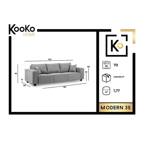 Canapea Kooko Home Modern, bej, 245 cm-image-3