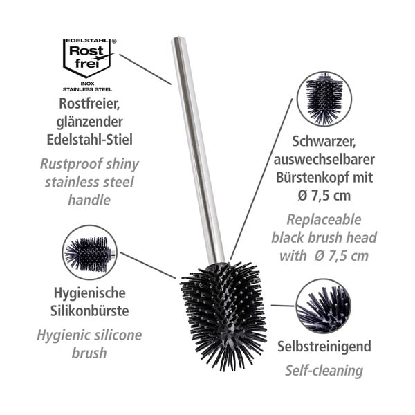 Perie WC cu mâner din oțel inoxidabil Wenko-image-3