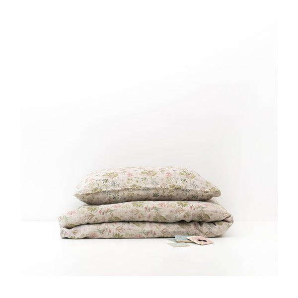 Față de pernă din in pentru copii Linen Tales Botany, 40 x 60 cm, bej-image-2