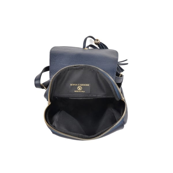 Rucsac din piele Sofia Cardoni Fausto, albastru-image-2