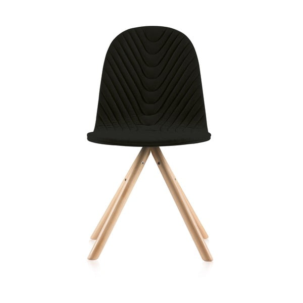 Scaun cu picioare în nuanță naturală Iker Mannequin Wave, negru