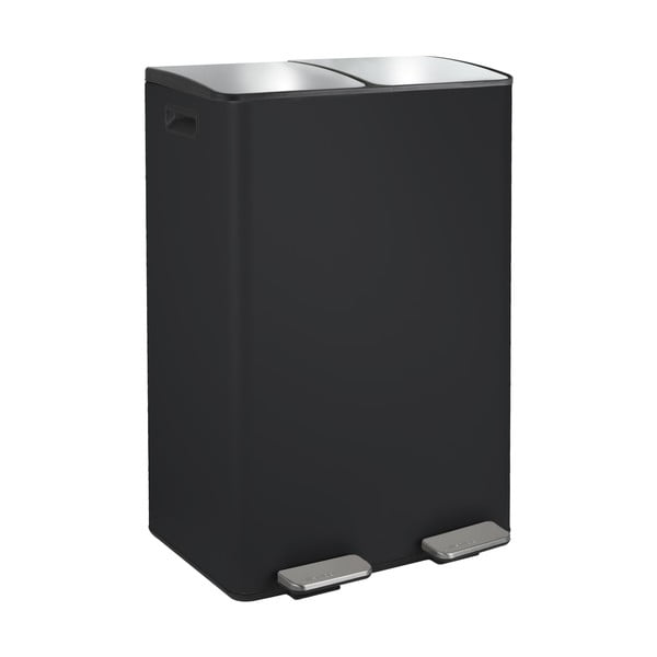 Coș de gunoi negru mat pentru reciclare/cu pedală 2x30 l din oțel   Aliya – Spirella