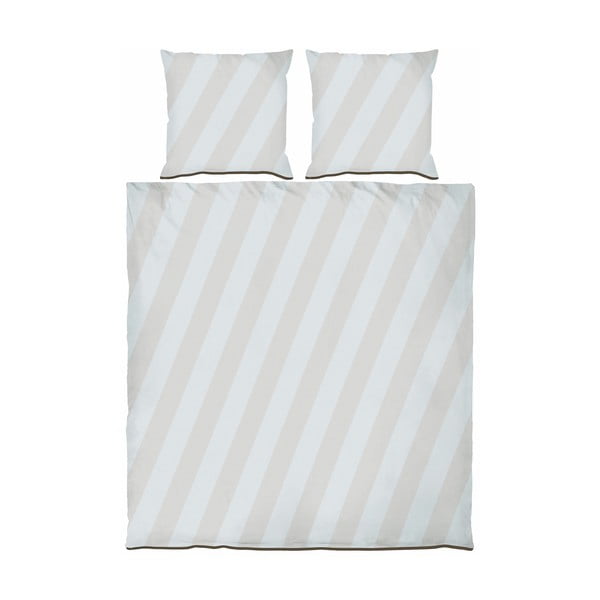 Lenjerie de pat gri deschis/bej din bumbac satinat pentru pat dublu/extinsă 200x220 cm Diagonal – Mette Ditmer Denmark