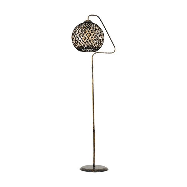 Lampadar negru/auriu cu abajur din iută (înălțime 154 cm) – Opviq lights