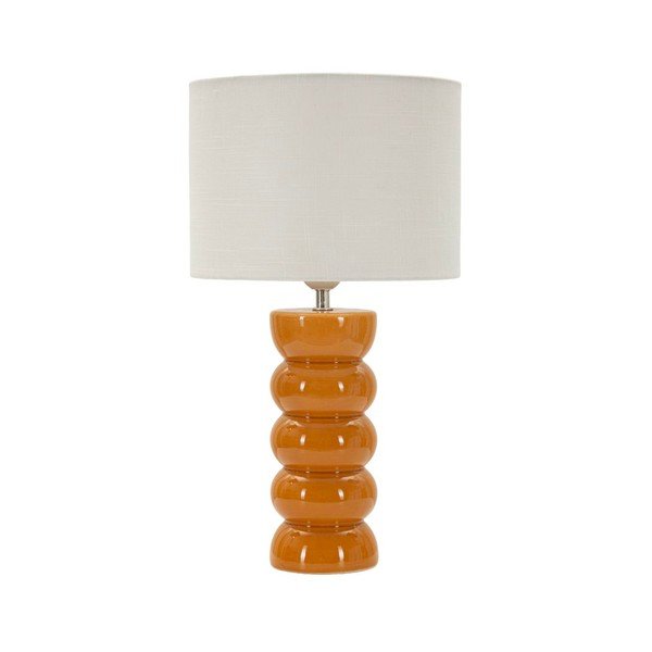 Veioză galben-muștar/albă din ceramică cu abajur textil (înălțime 46 cm) Torr – Mauro Ferretti