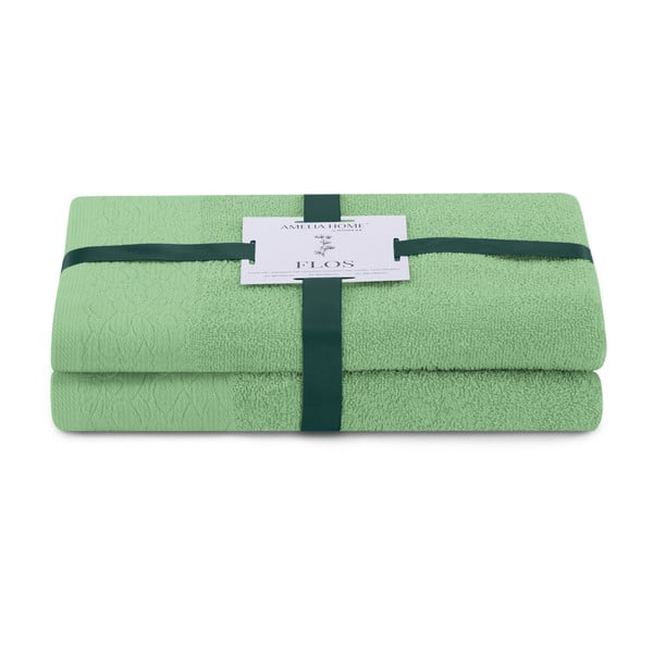 Prosoape de baie verde-deschis 2 buc. din bumbac din frotir Flos – Restilo