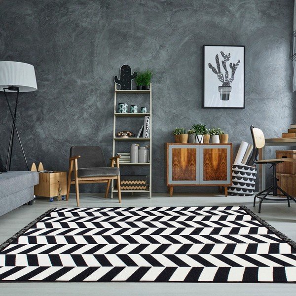 Covor reversibil Morpheus, 80 x 150 cm, alb-negru-image-3