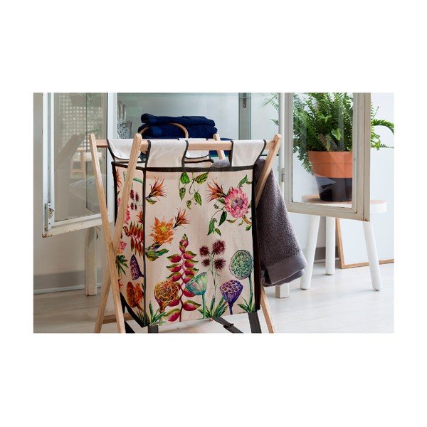 Coș pentru rufe cu structură din lemn de pin Madre Selva Flores Salvajes, 50 l-image-1