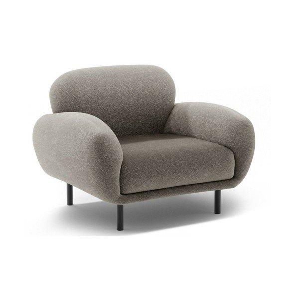 Fotoliu gri cu tapițerie din țesătură bouclé Poppy – Micadoni 