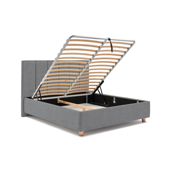 Pat dublu cu spațiu pentru depozitare și somieră ProSpánek Wega, 180 x 200 cm, gri-albastru-image-4