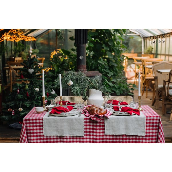 Față de masă din in 140x250 cm Red Gingham – Linen Tales-image-3