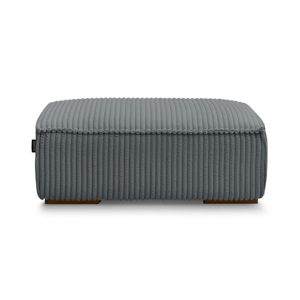 Taburet gri închis cu tapițerie din catifea reiată Chelsea – Bobochic Paris