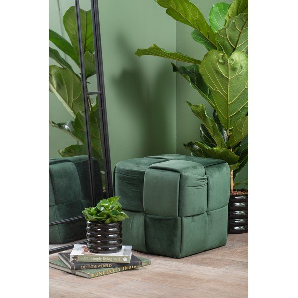 Taburet verde închis cu tapițerie din catifea Weaved – Leitmotiv-image-1
