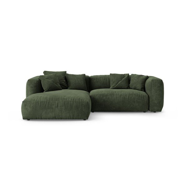 Colțar modular verde extensibil cu tapițerie din catifea (cu colț pe partea stângă/cu șezlong) – Micadoni 
