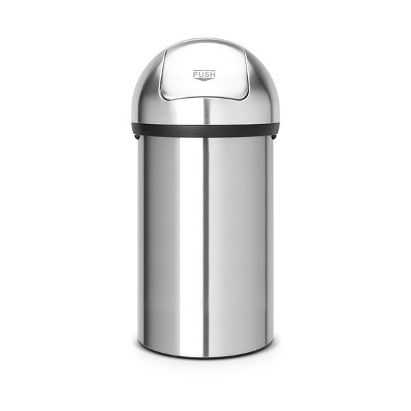 Coș de gunoi argintiu mat din oțel 60 l Push Bin – Brabantia