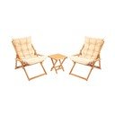 Set mobilier de grădină crem/natural  din lemn   de fag pentru 2 persoane – Floriane Garden