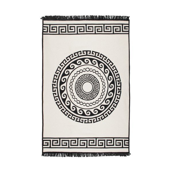 Covor reversibil Cihan Bilisim Tekstil Mandala, 120 x 180 cm, bej-negru-image-1